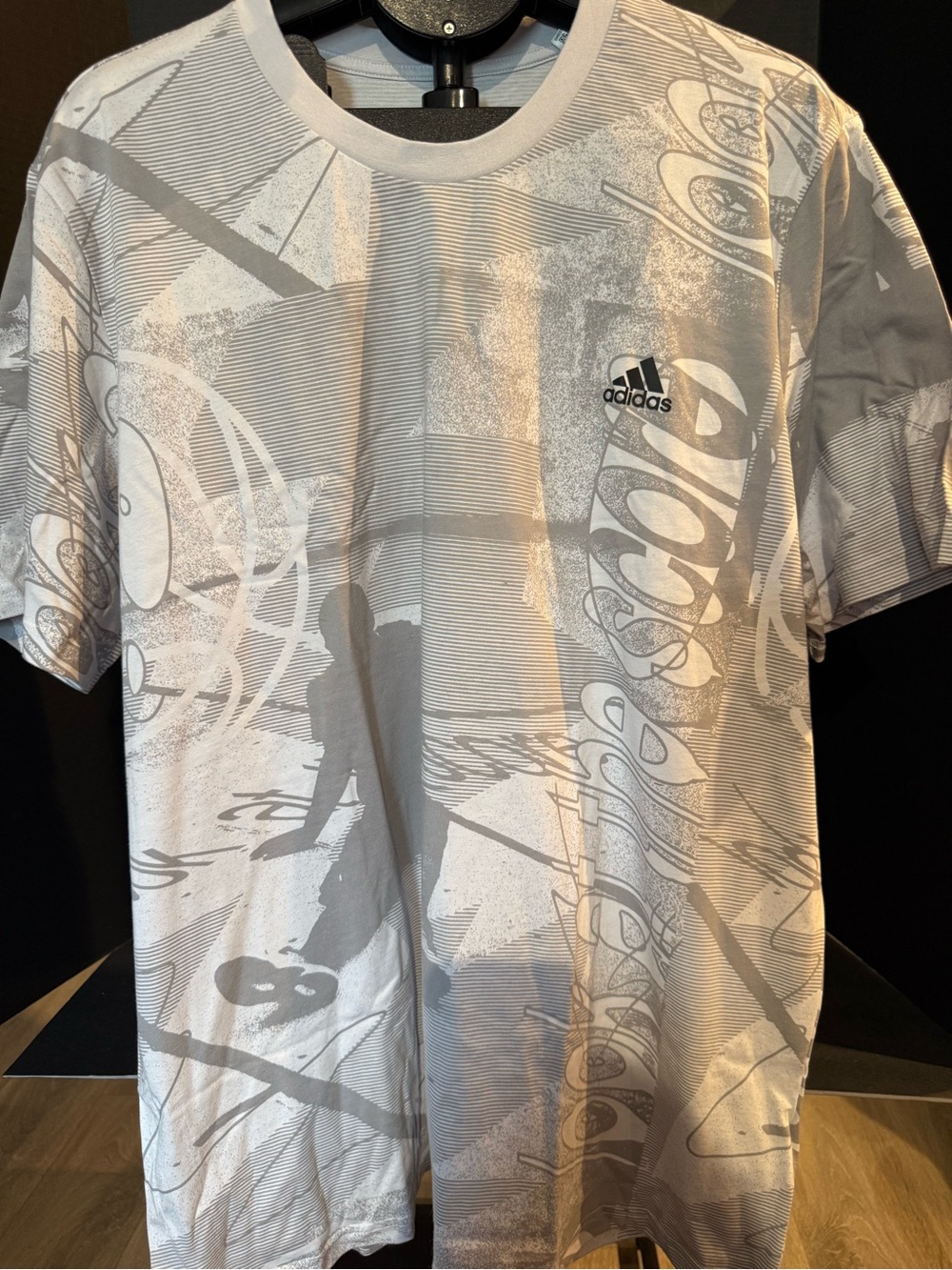 adidas White & Gray Short Sleeve Graphic Tee